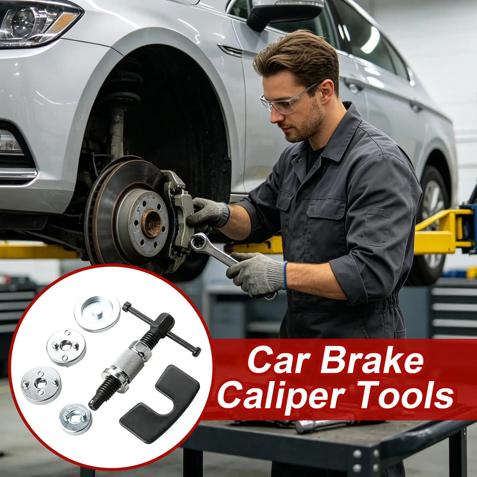 Brake Piston Compression Tool Carbon Steel Automotive Replacement Accessory Heavy Duty Piston Compressor For Garage Workshop