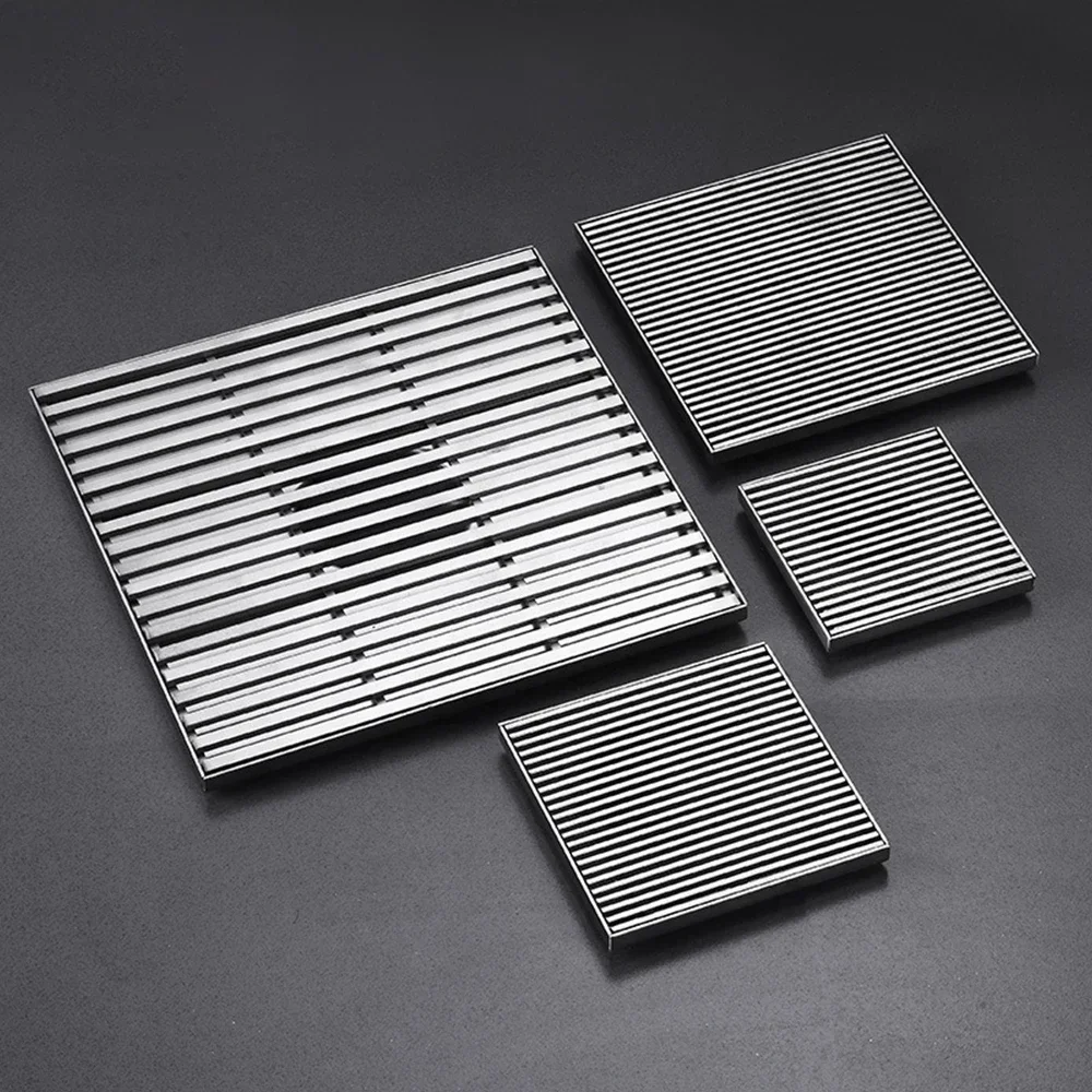 

12/15/20/30cm Square Linear Bathroom Floor Drains Anti-Odor Shower Drainage Stainless Steel Floor Drain