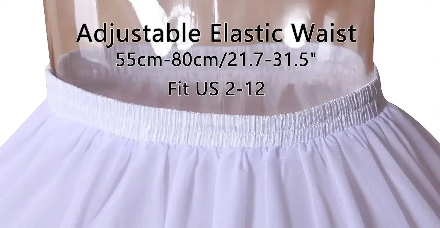 Anágua curta Crinoline para mulheres e meninas, saia de 2 aros, vestido de baile com renda, meia saia deslizante