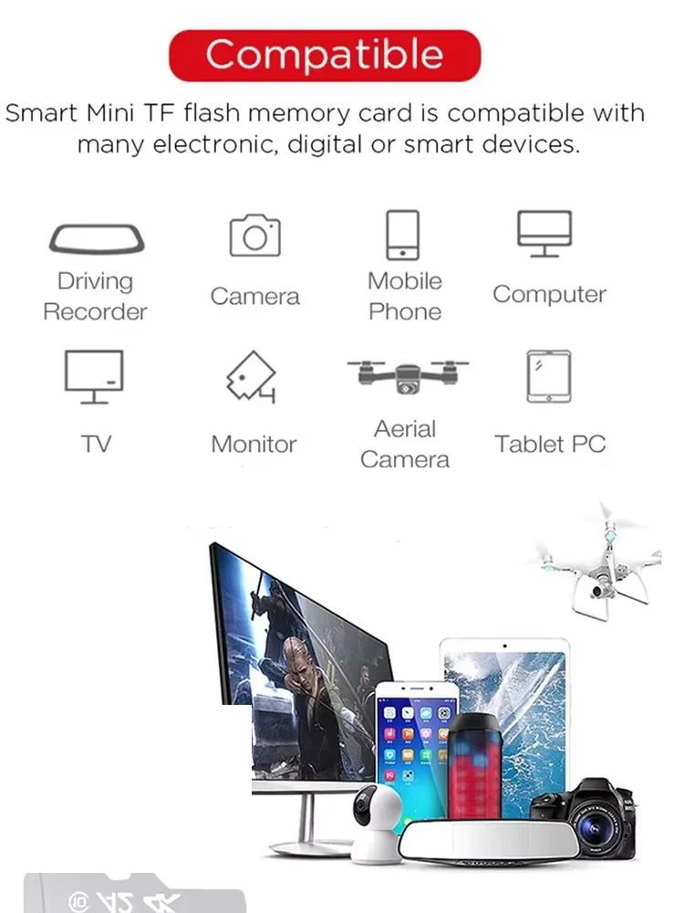 Karta pamięci Lenovo High Speed 1TB, karta pamięci 512GB Micro SD, karta 256GB Class 10 TF Flash do telefonu, tabletu, drona, NOWA — 2