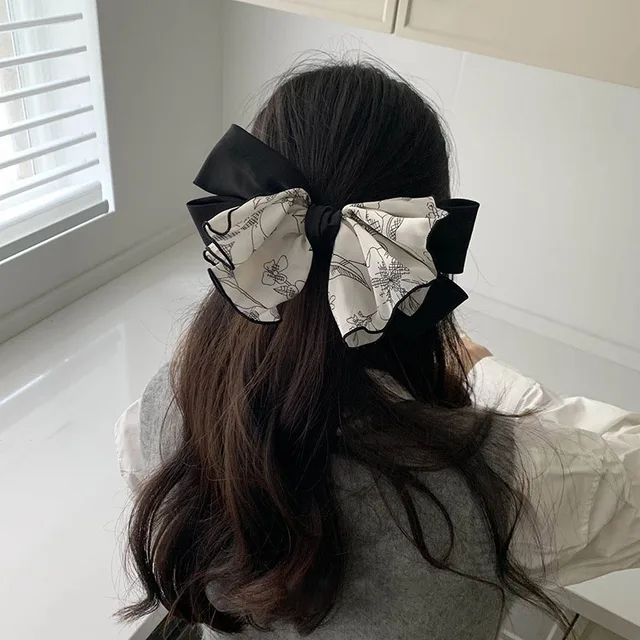 VANIKA nowe damskie słodkie kokardki z nadrukiem spinki do włosów spinki do włosów Barrettes dziewczyny eleganckie nakrycia głowy z klipsem w kucyk letnie akcesoria do włosów