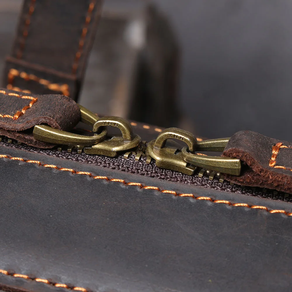 S.WORKER Echtleder-Umhängetasche für Herren, 2-Wege-Tasche, umwandelbar in Schulter- und Rucksacktasche, handgefertigte Herrentasche aus Rindsleder. – Detail 18