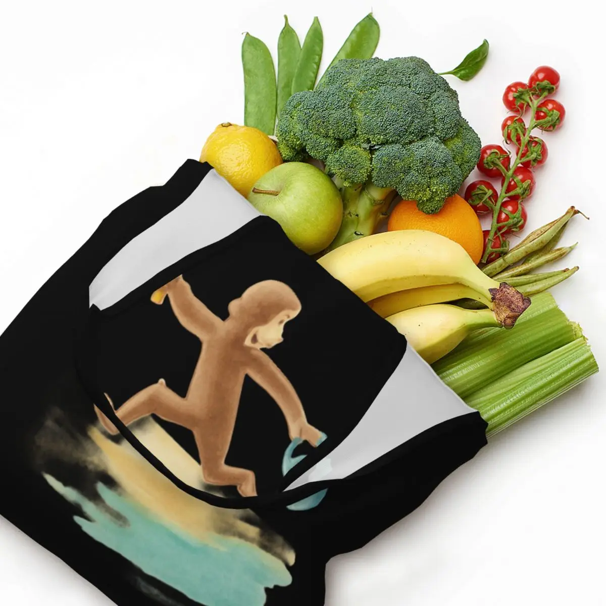 

Curious George's Beach Adventure Large Capacity Canvas Tote Bag Single Shoulder Commute Bag For Women Eco-Friendly Shopping Bag