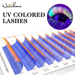 NATUHANA – Extension de cils UV, fluorescents, lumineux, colorés, en vrac, classiques, pour le maquillage des cils individuels, brille dans la nuit