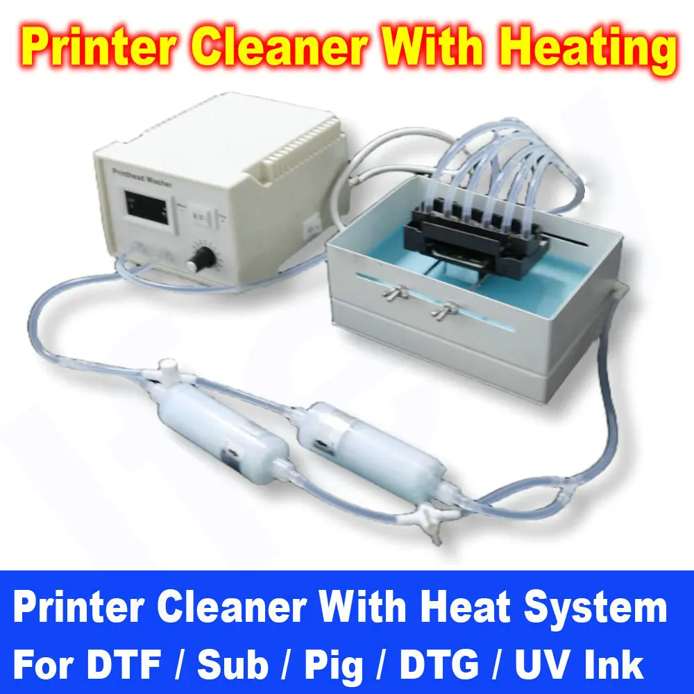 

DTF Printhead Cleaning Machine Washer Cleaner Heating Clean Heater Kit For Epson XP600 i3200 i1600 L1800 L805 Print Head Unclog