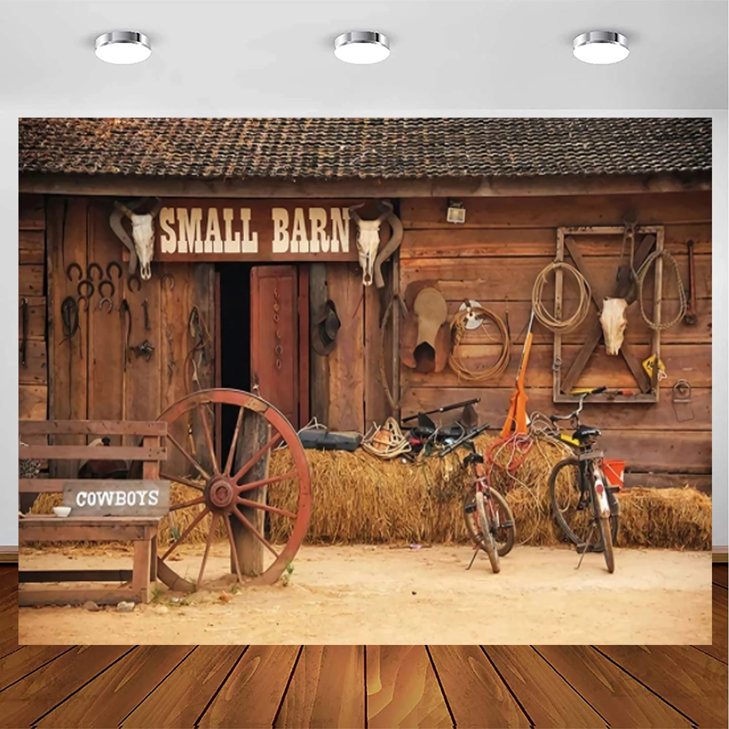 

Western Farm Barn Photography Backdrop Wild West Country Cowboy Party Photos Kids Cowboy Birthday Background Studio Props