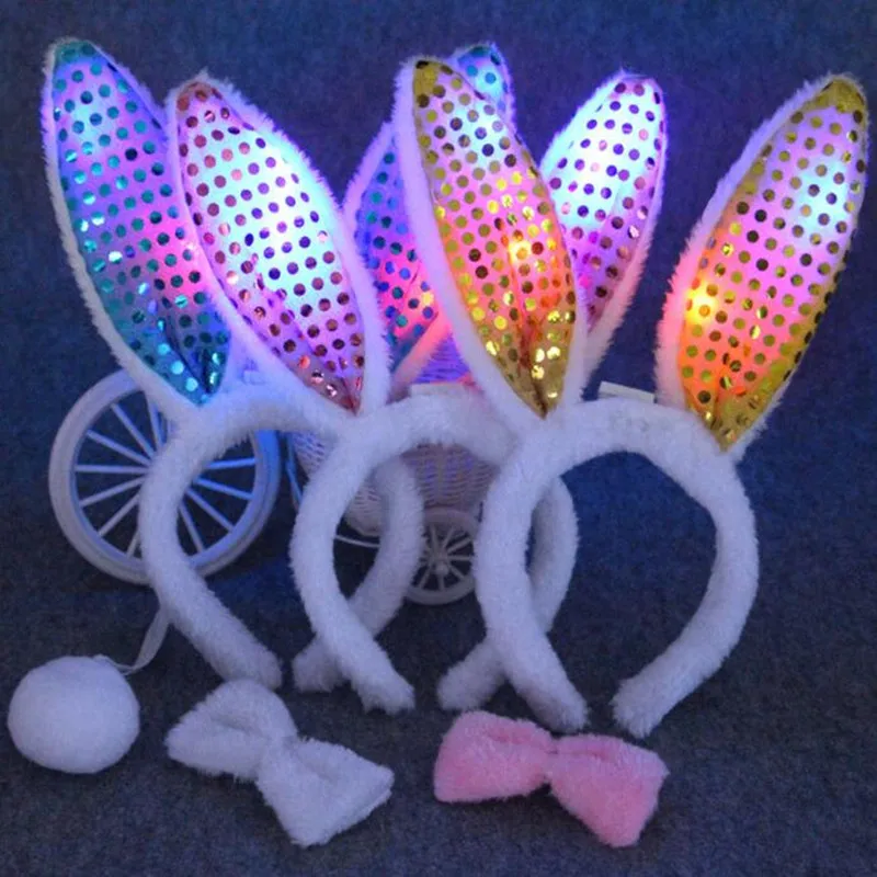 

Sexy LED Women Girls Kids Light Flashing Bunny Rabbit Cosplay Headband Tail Tie Birthday Party Easter Wedding Festival