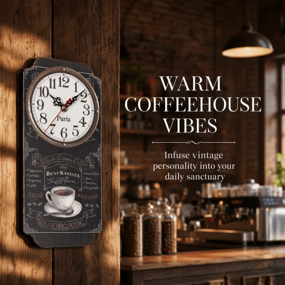 Battery Operated Rectangular Wall Clock Silent Movement Density Board Hanging Wall Clock 30 X 14.7 Cm Unique Pattern