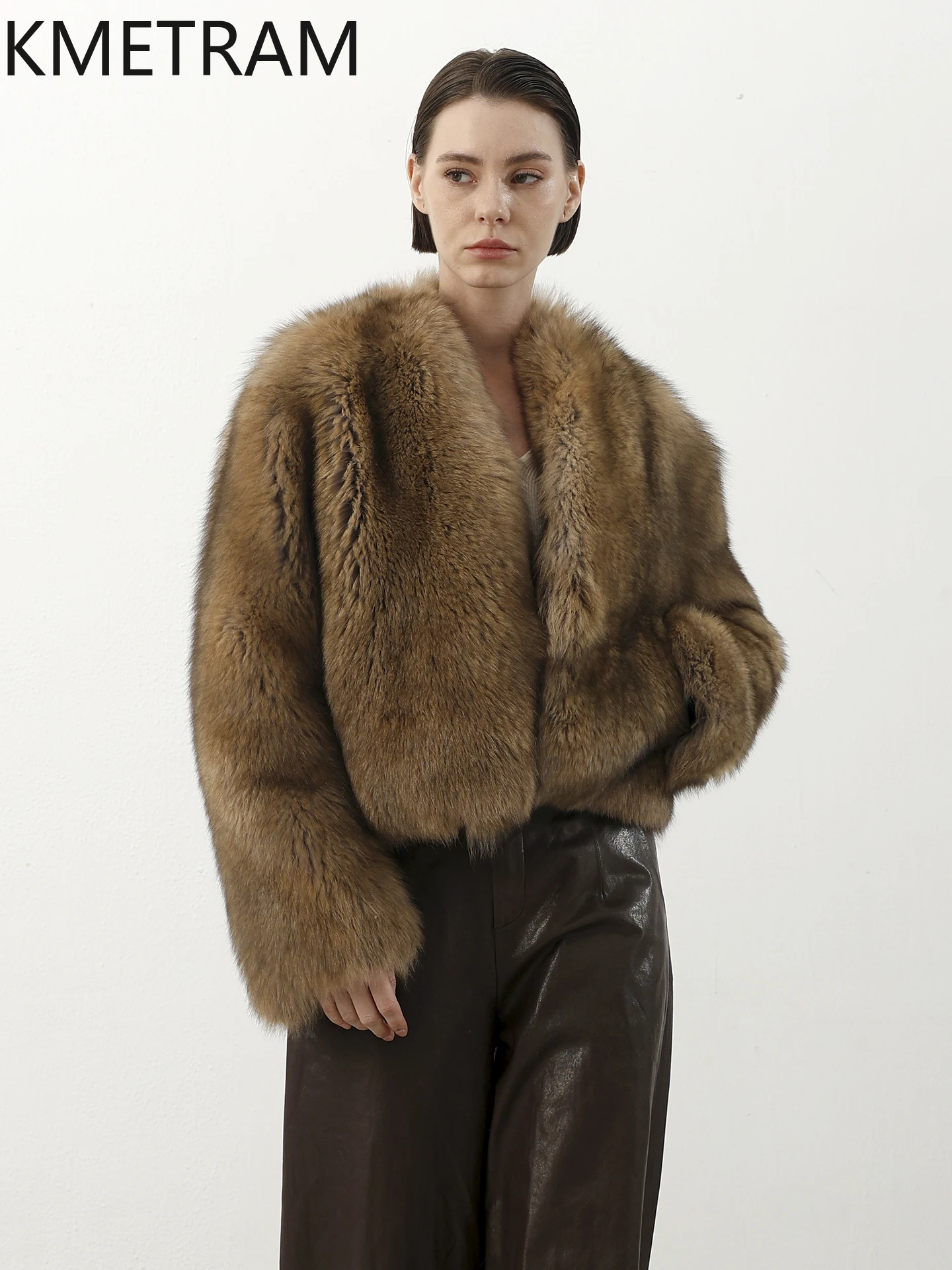 KMETRAM 100% Natural Fox Fur Coat Woman Luxury Short Real Fur Jacket Old Money Aesthetic Women Winter Clothes 2025 vestes femmes