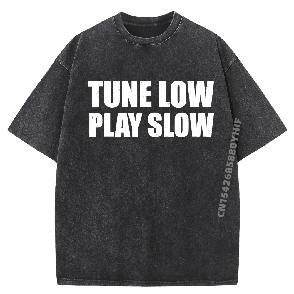 

Tune Low Play Slow Guitar Tops Tees Daily Wear Comfortable Men's T-shirt Man Normal Retro Washed Tee Shirt Latest