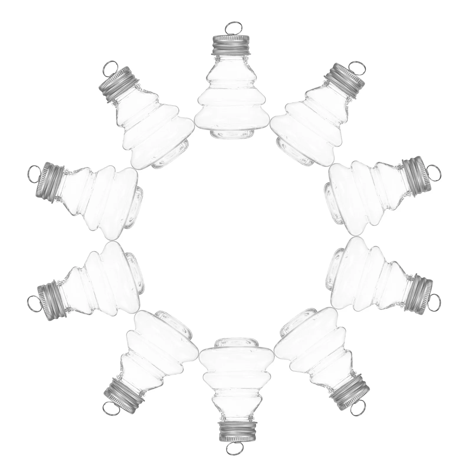 

20Pcs Transparent Plastic Tree Shape Ornament Hanging Cap Fillable Xmas Ball for Holiday DIY Crafts Candy Storage Gift