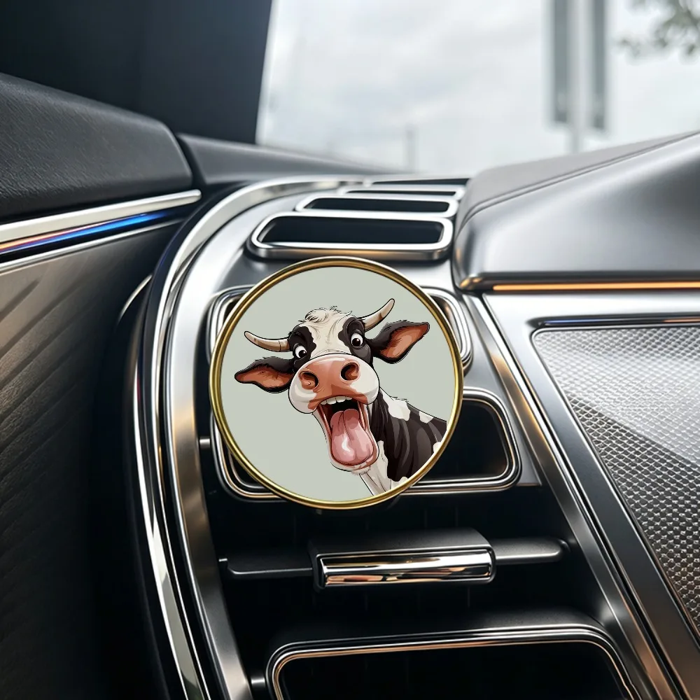 2026 New Premium Funny Animal Expression Print Fragrance Free Car Vent Clip, Without Essential Oil, Auto Interior Ornament