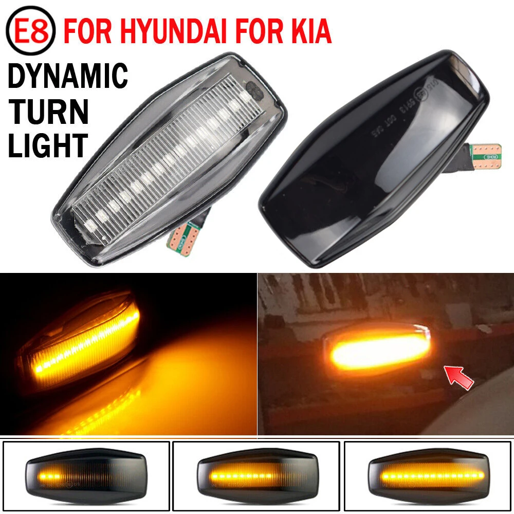 

2X LED Side Marker Turn Signal Light Dymamic Sequential Blinker for Hyundai i10 Getz Elantra Sonata XG Terracan Tucson Coupe KIA