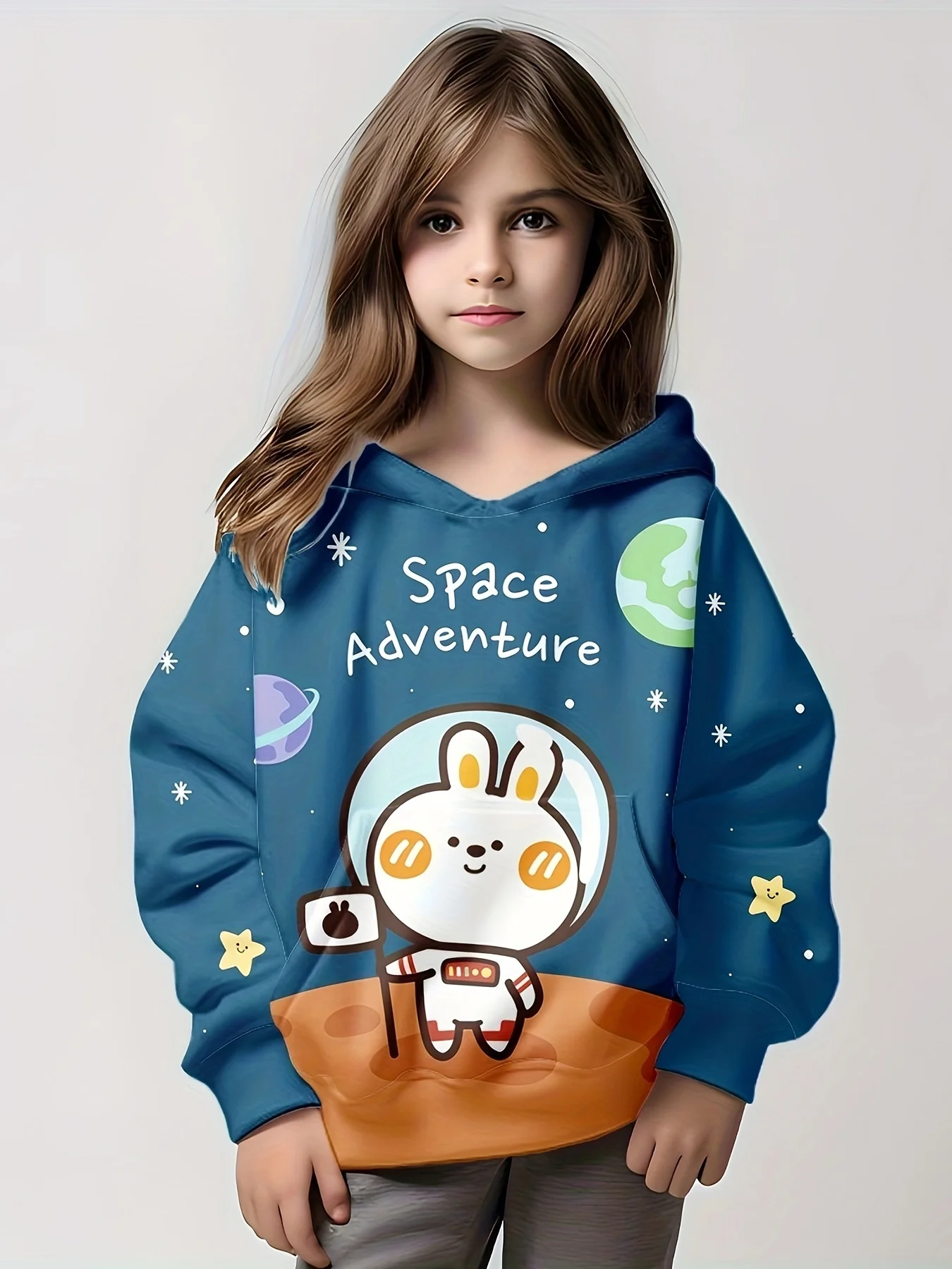 

Y2k Girl Hoodie Top Long Sleeve 3D Digital Printing Cartoon Candy Color Kawaii Crew Neck Children Keep Warm In Autumn And Winter