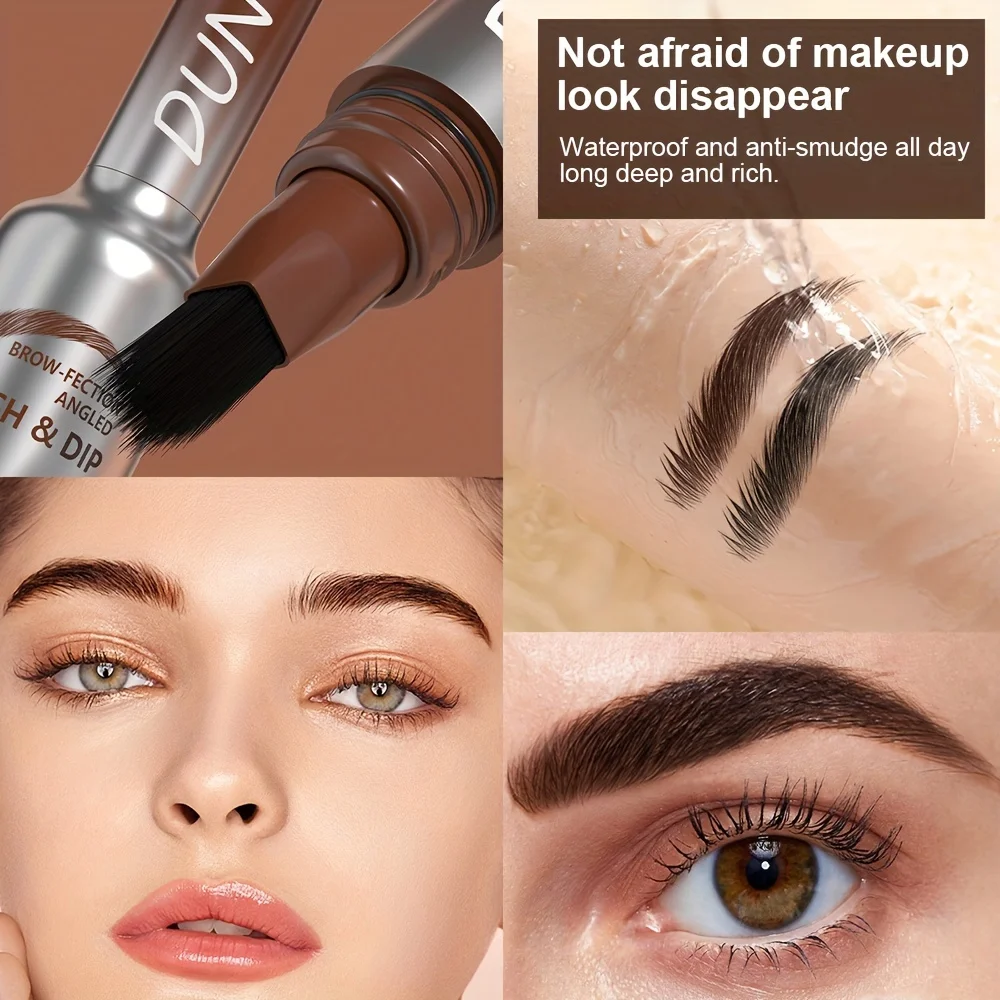 DUNUF 1 ชิ้น Dual-Prong Brow ปากกา-กันน้ํา,เหงื่อ,ยาวนาน,เริ่มต้นที่เป็นมิตร,Slim Design สําหรับคิ้วไร้ที่ติ