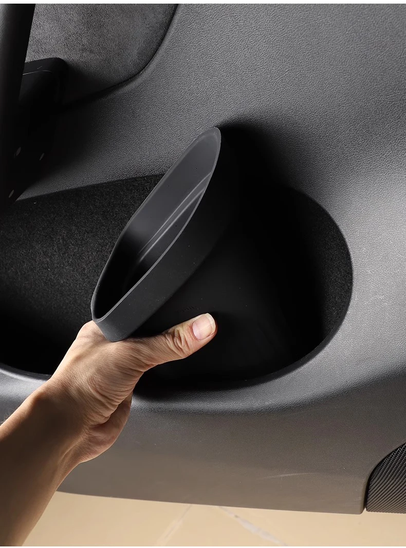 HEENVN Für Tesla Model Y 2025 Autotür-Mülleimer Silikon-Türaufbewahrungsbox Wasserdichter Abfalleimer 2024 Model 3 Auto-Zubehör – Detail 12