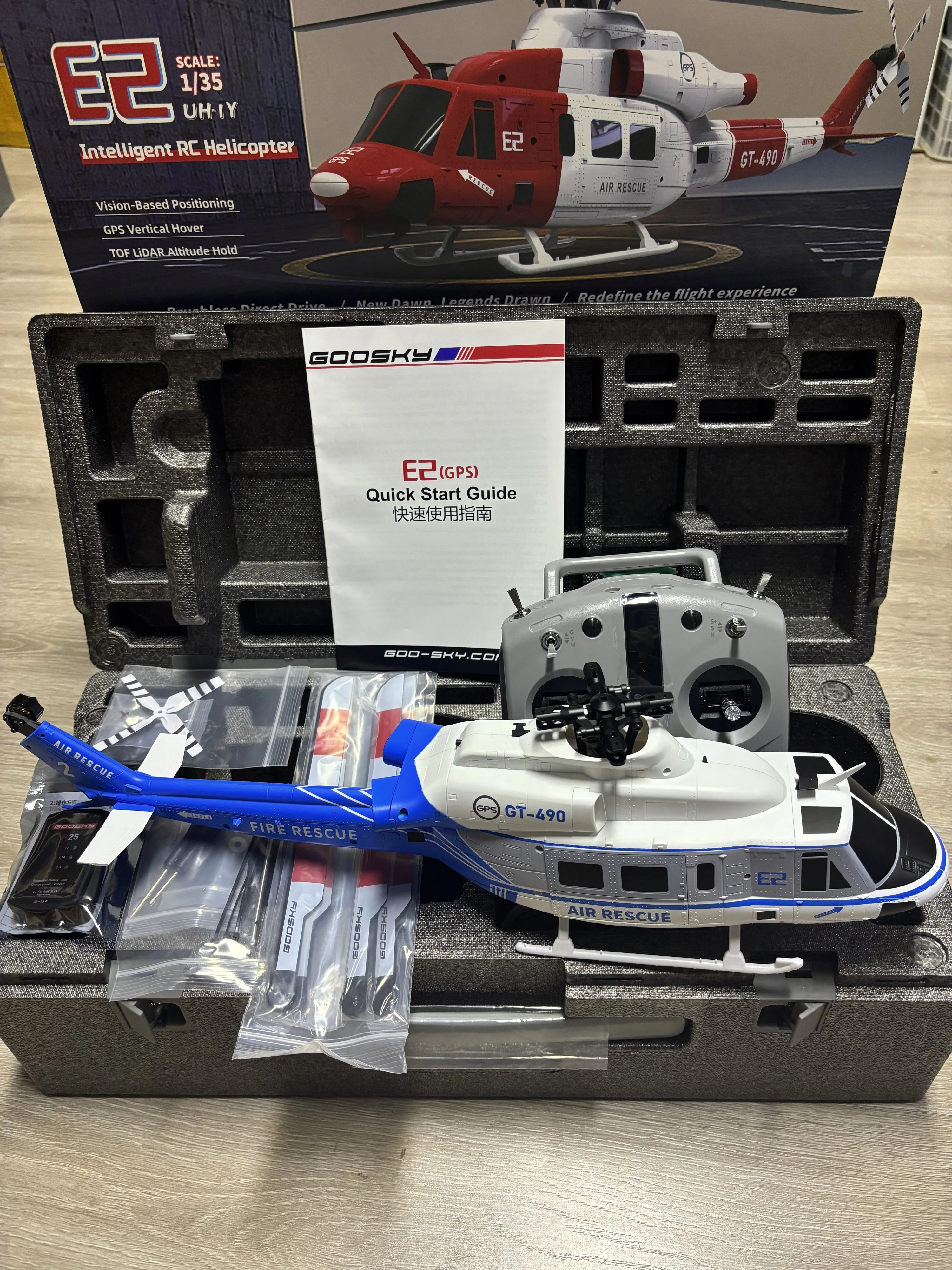 NEW Goosky E2 GPS 1/35 RC 헬리콥터 듀얼 브러시리스 모터 Tof 비행 제어 시스템 Bnf/Rtf 원격 제어 헬리콥터 장난감 선물