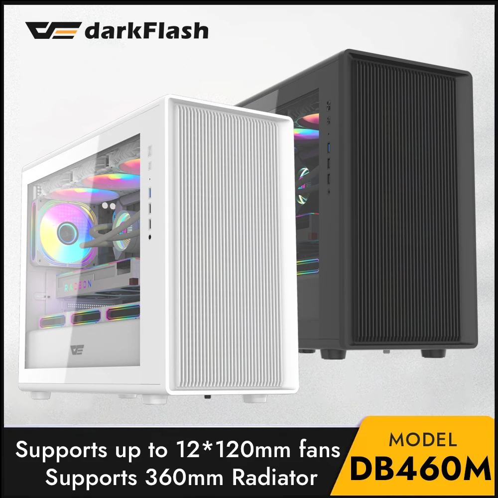 

Darkflash DB460M PC Case USB3.0 Tempered Glass Side Panel M-ATX Computer Game Chassis Supports 360mm Water Cooling Gamer Cabinet
