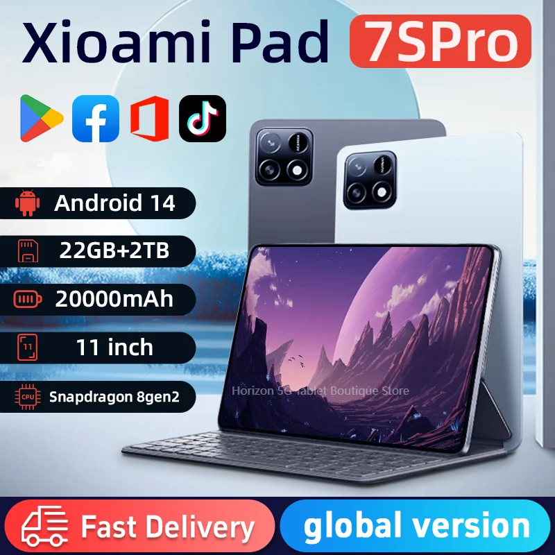 

New 2025 7S Pro Tablet 4K Screen Android 14 System Dual-Mode 5G and Wi-Fi 20000mAh 22GB RAM 2TB Storage with Snapdragon 8gen2