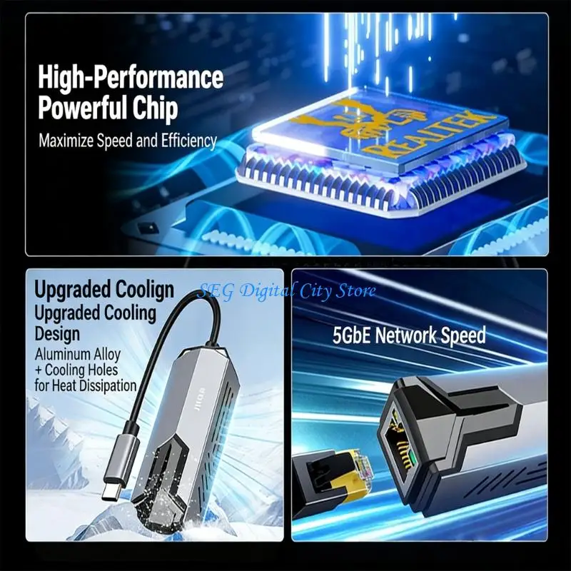 

U75B 5000Mbps Ethernet Adapter Type C USB3.0 to RJ45 Supporting Ethernet Networking Adapter Gigabit Dongle Converter For PC