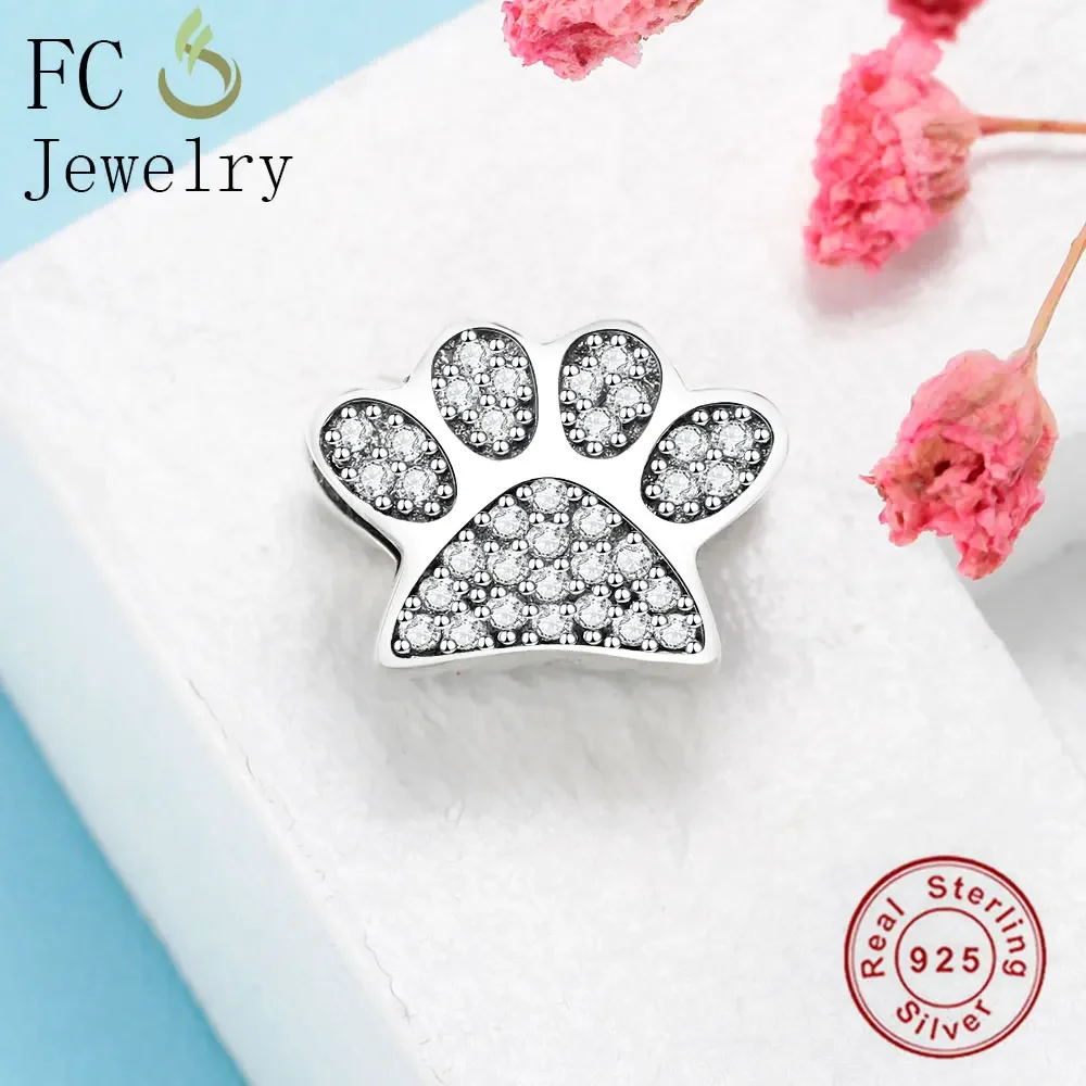 FC Jewelry Fit Original Pan Charms Bracelet 925 Sterling Silver Love My Dog Paw Mix Zircon Breloque Beads For Women Berloque