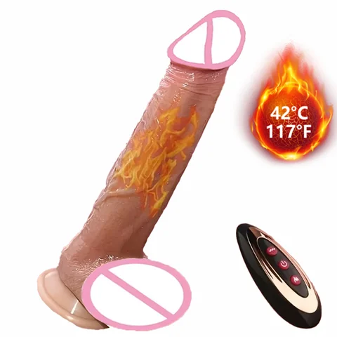 Dildo 1 Adult Sex Toy, 8.66-inch Thrust False Penis Vibrator Toy - Can Be Heated, Stimulate the G-spot Anus, with 10 Thrust and 10 Vibration Modes and Suction Cups, Remote Control, Suitable for Couples, Dildo