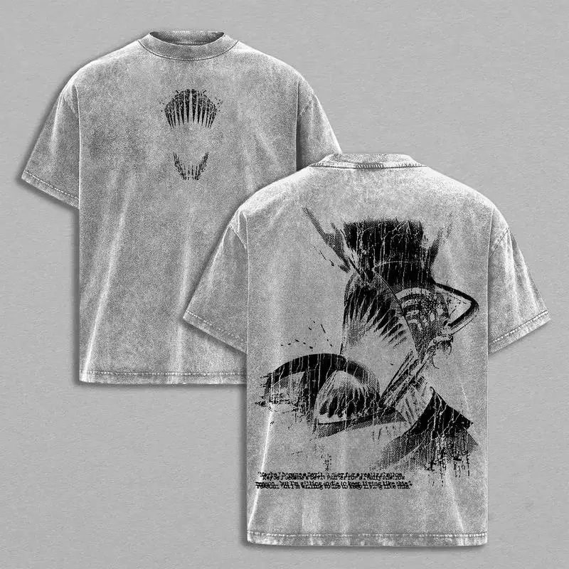 Chainsaw Man Denji Cool Print Tee Men Women Retro Washed T-shirts Oversized Cotton T Shirt Short Sleeve Clothing Harajuku Tshirt