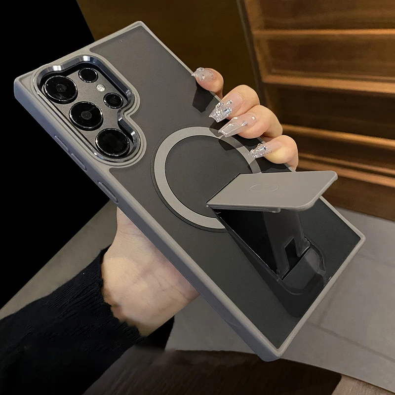 

Чехол для телефона с подставкой, кронштейн-подставка, держатель Magsafe, чехол для Samsung Galaxy S25 S24 S23 Ultra Plus, магнитная беспроводная зарядка F