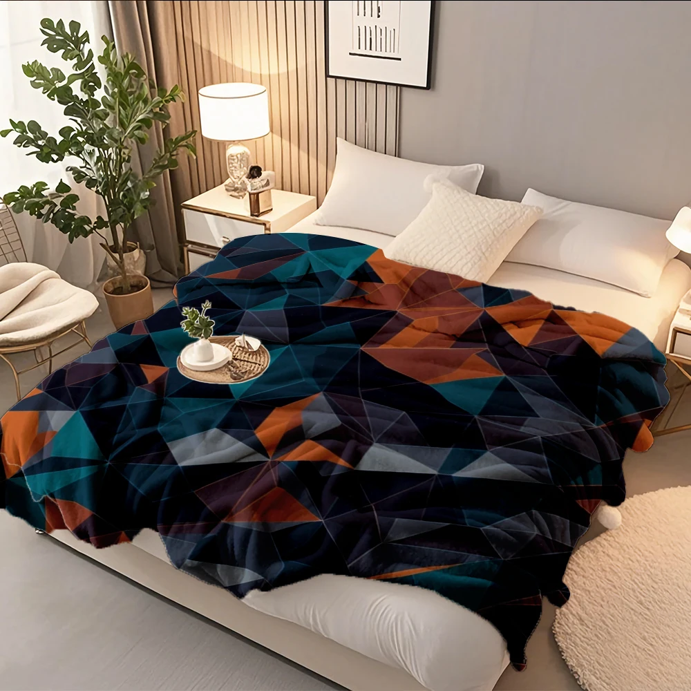 

Everyday Use Flannel Cozy Blanket Cosmic Geometric Crystals Pattern Art Deco Reversible Blanket Coverlet With Fade-resistant