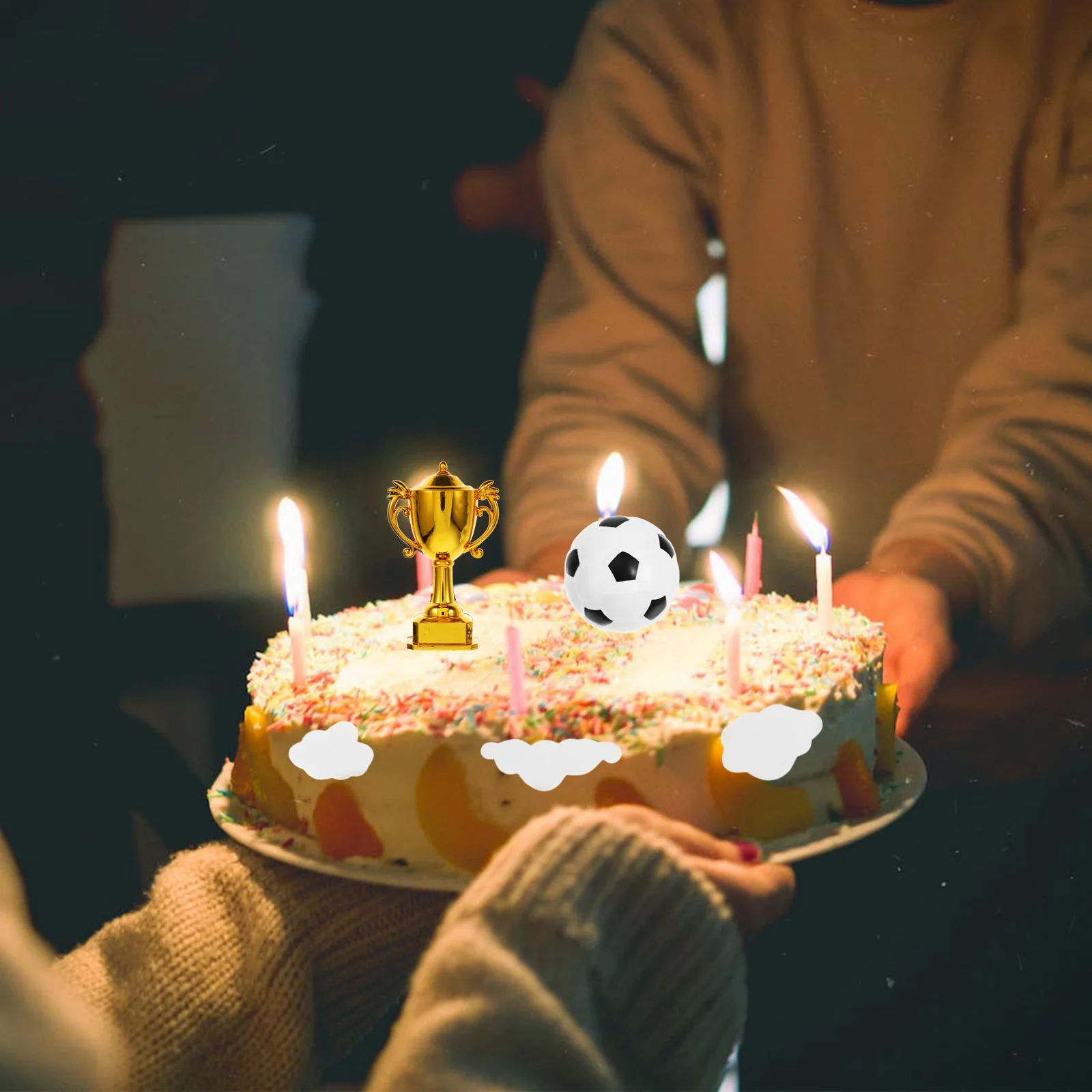 

1Set Soccer Theme Cake Toppers Football Party Decorations Birthday Cake Accessories Soccer Player Trophy Mini Scene