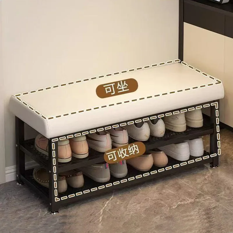 Shoe changing stool Entrance door Household shoe rack can be seated and stored Shoe rack long strip Entrance entrance Shoe cabin
