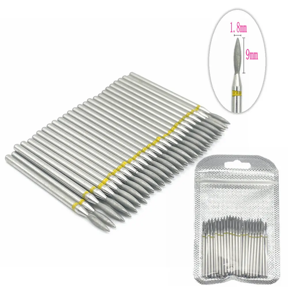 50pcs/pack Diamond Milling Cutter Grinding Drill Bits Dental Diamond Polisher HP 2.35mm Diamond Polisher Nail Drill Bits Drill