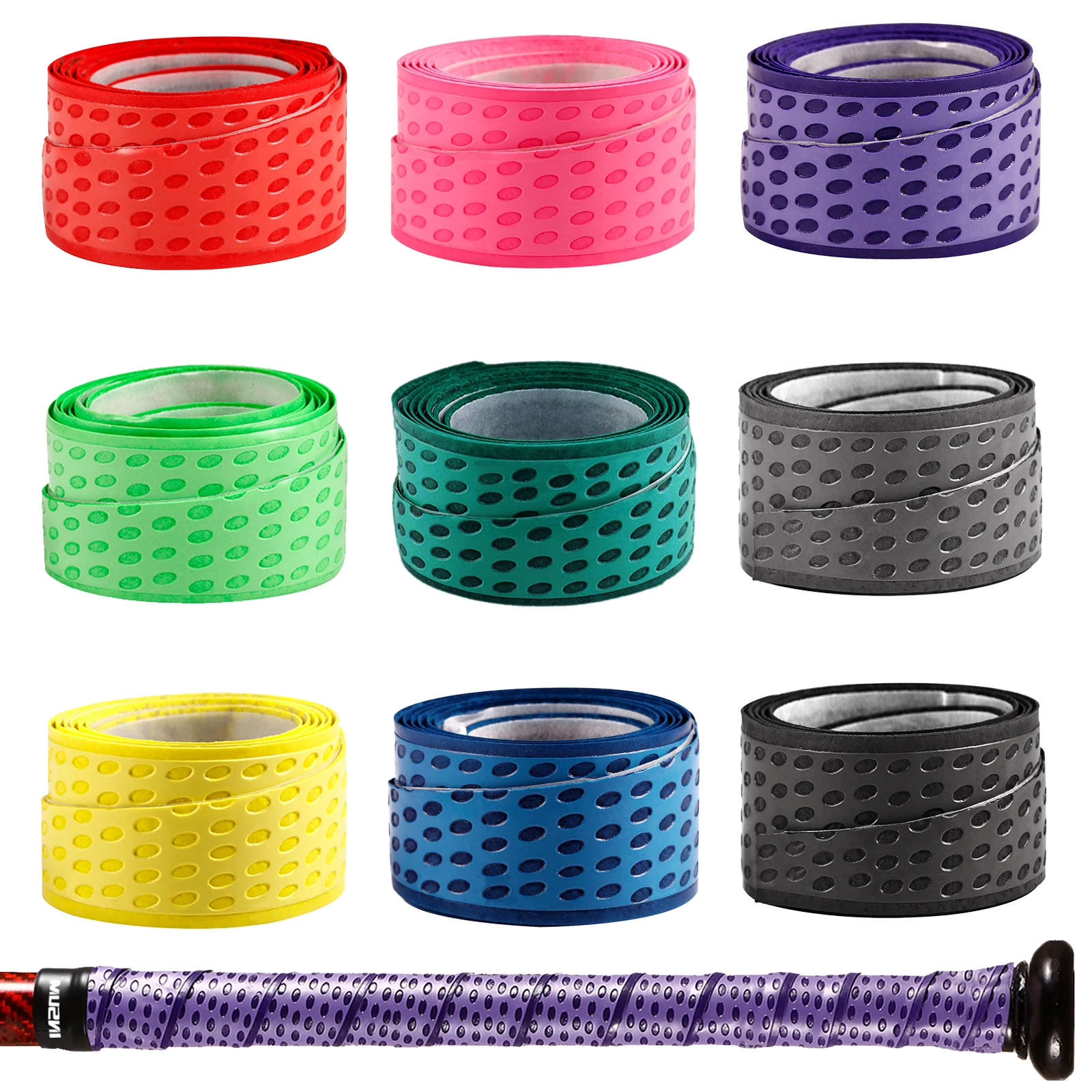 Фото Лента для обмотки рукоятки биты 1,1 мм для бейсбола и софтбола – Нескользящая лента для обмотки биты для профессионального уровня.