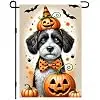 Halloween Garden Flag Pumpkin Hat Dog 12x18 Inch Polyester jjp