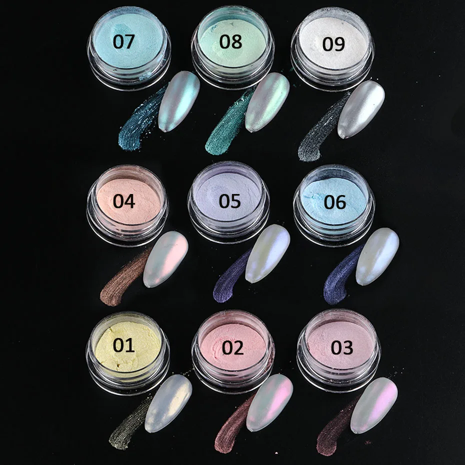 Aurora Fairy Chrome Nail Powder Mirror Effect Magic Pearlescent White Nail Powder Pigment Moonlight High Gloss Nail Art Glitter