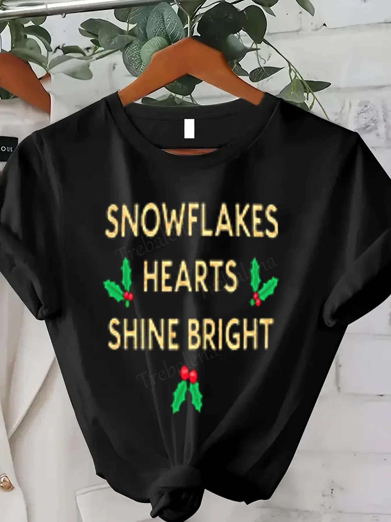 

Women T-shirt Christmas Snowflakes Hearts Shine Bright Women's T-Shirt