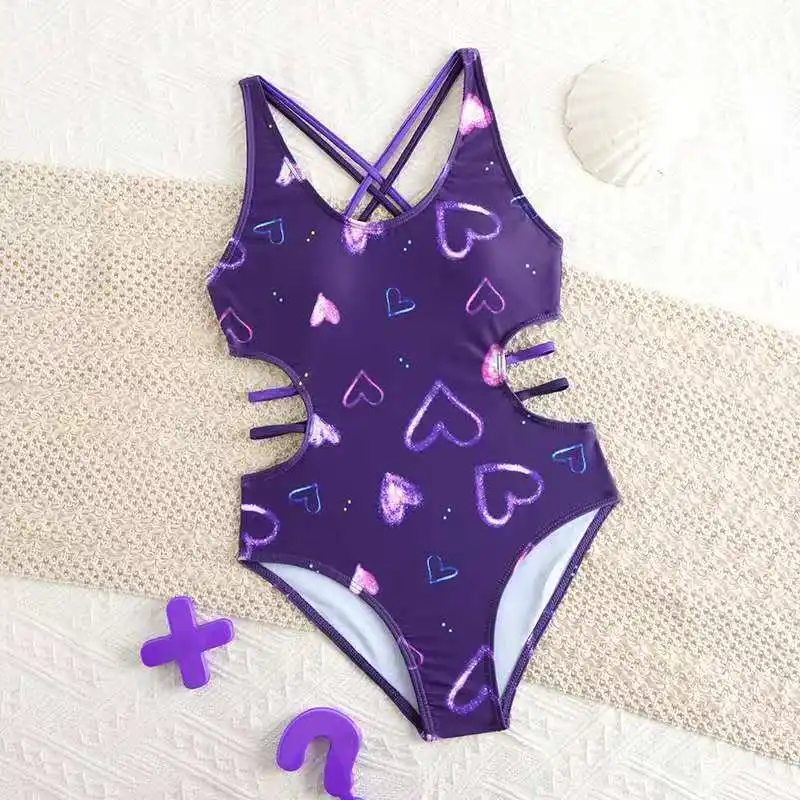 

Фиолетовый слитный купальник для девочек 8-12 лет, детский купальный костюм для подростков, пляжная одежда, боди, коллекция 2026