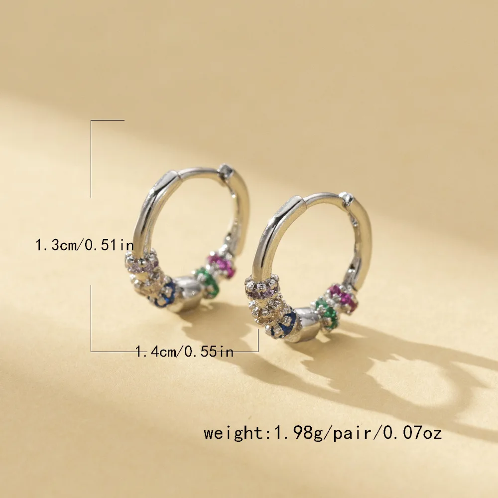 Luxury Multicolor Zirconium Earring S925 Sterling Silver 18K Gold Plated Hoop Earrings