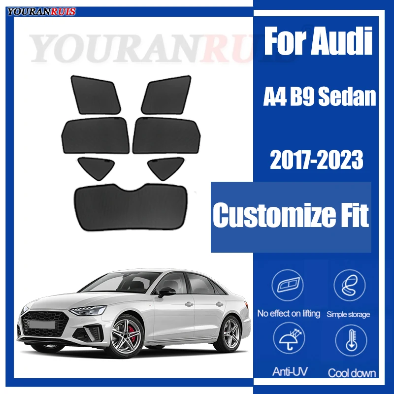 

Настройте для Audi A4 B9 Sedan 2017-2023, солнцезащитные шторы на боковые окна автомобиля, сетчатая теплоизоляция, защита конфиденциальности, аксессуары
