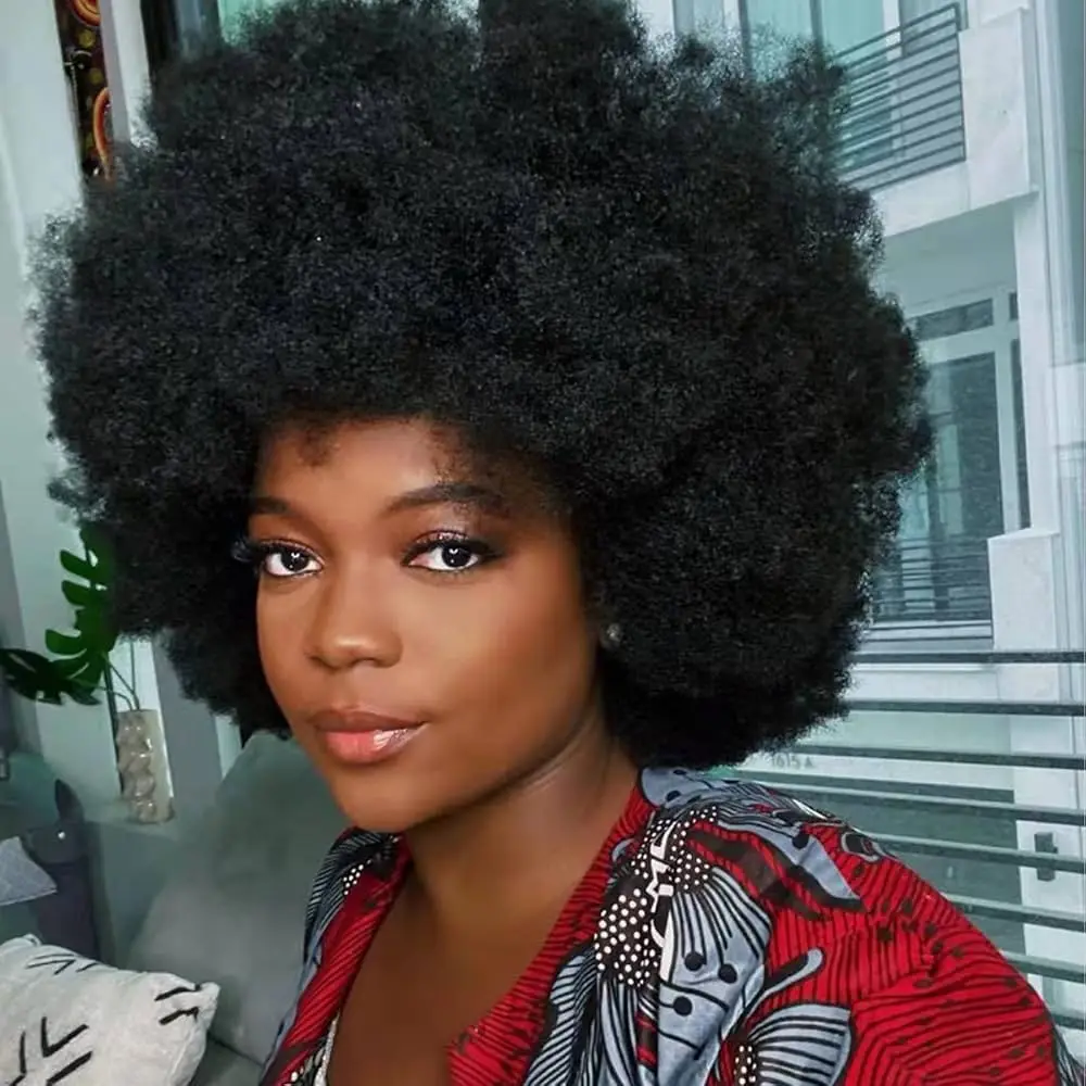 

Afro Kinky Curly Bob Wigs Short Pixie cut wig Full Machine Made Wig With Bangs Brazilian Remy Human Hair Wigs For Black Women