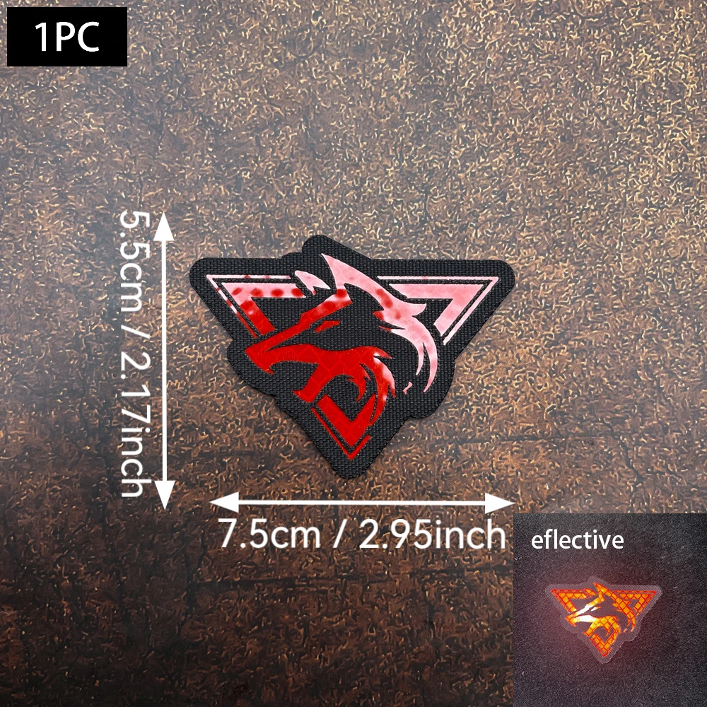 Triangular Outline Pointed-Eared Animal Head Reflective Decorative Velcro Patch, Laser Reflective Fabric Material, Includes Matching Felt Backpack, Baseball Cap, Jacket, Suitcase DIY Decorative Patch Badge Applique view 3