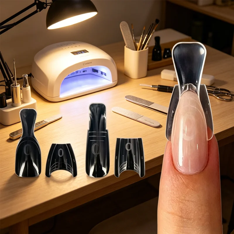 Formas de uñas dobles tipo sándwich, 15 tamaños, forma ovalada, 60/240/300 piezas, sin formas de papel, para extensiones de uñas rápidas y fáciles, accesorio de manicura
