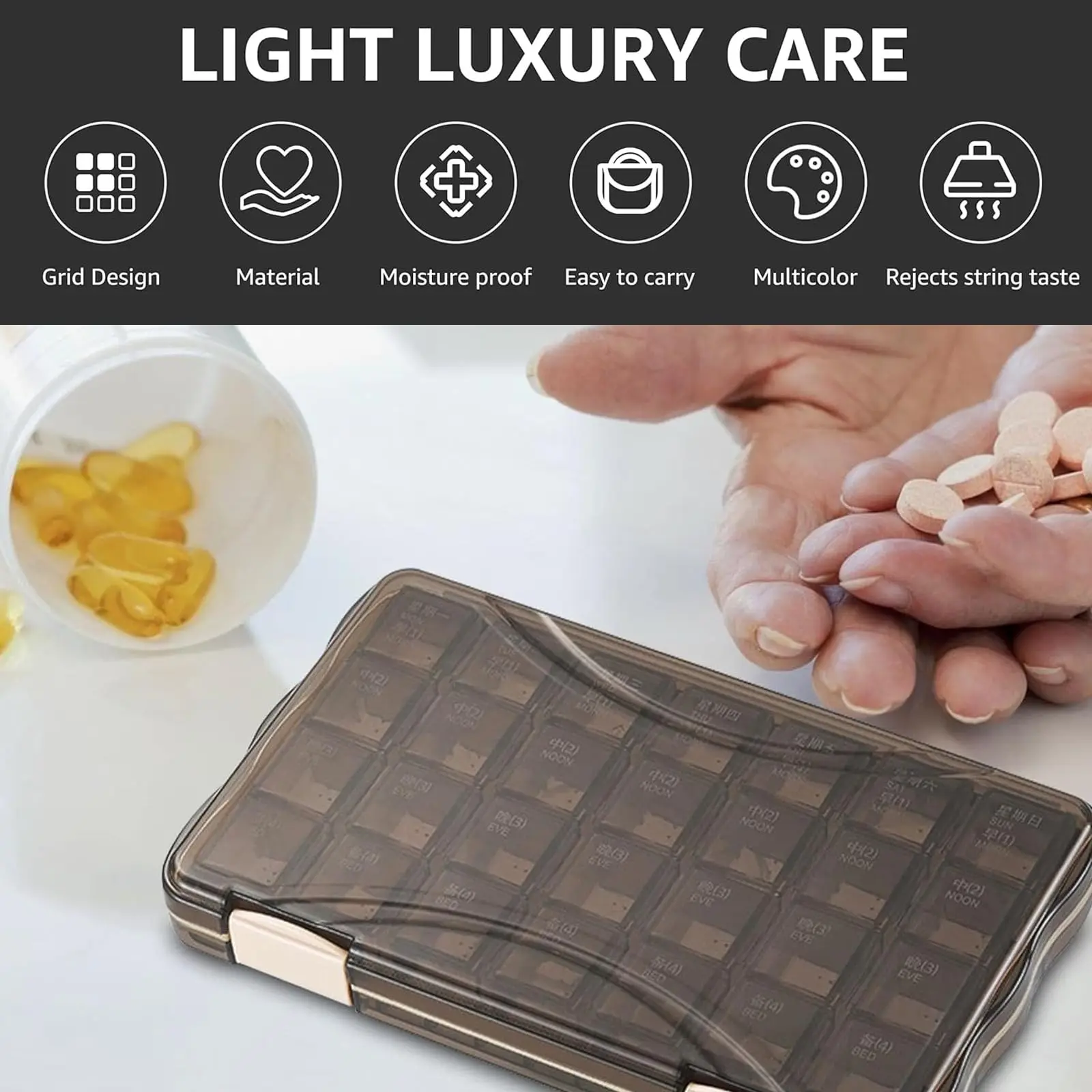 7 Days Compartment Pills Case Container Pill Box Classification Transparent Packaging 1-week Portable Home Travel 28 Grids Food