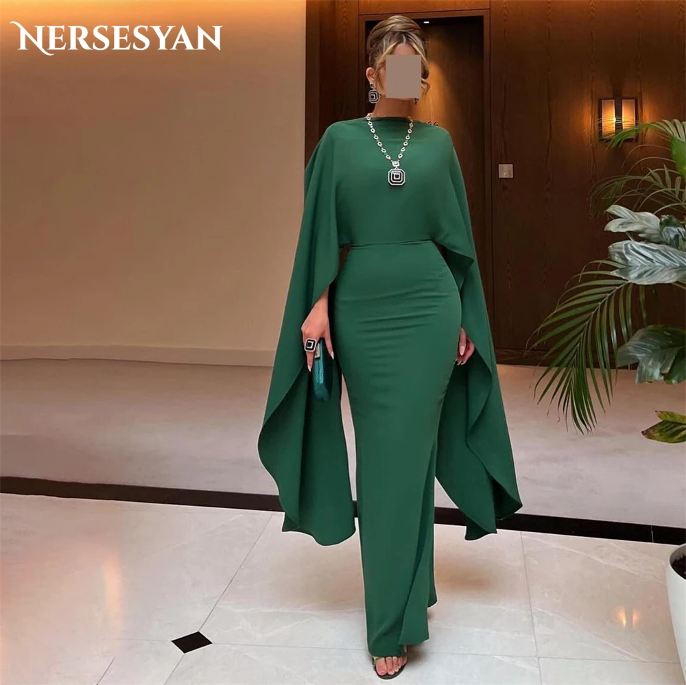 

Nersesyan Sea Green Mermaid Formal Evening Dresses Cap Sleeves Bodycon Solid Prom Dress فساتين للمناسبات الرسمية Party Gowns