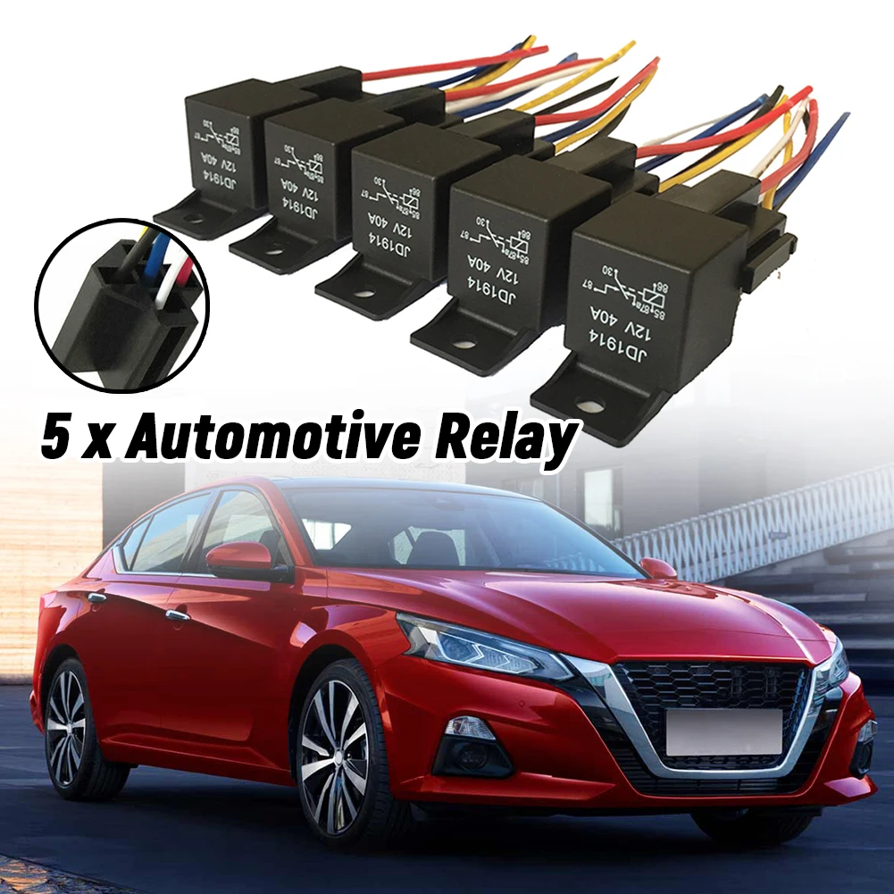 

5pcs Automobile Relay Low Power Consumption Car Relay Wiring Socket Replacement Parts Auto Parts Accessories