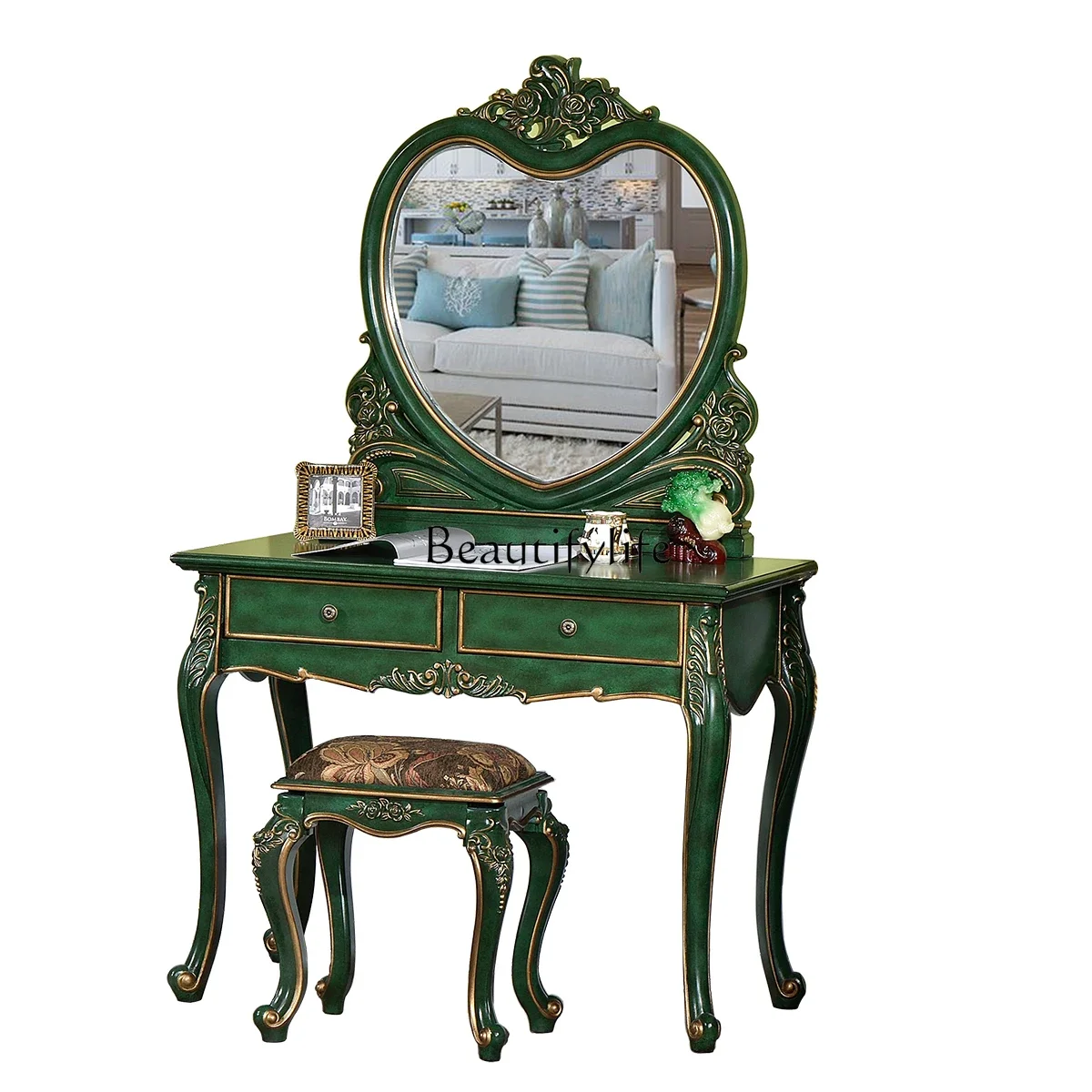 

1American solid wood dresser bedroom light luxury makeup table