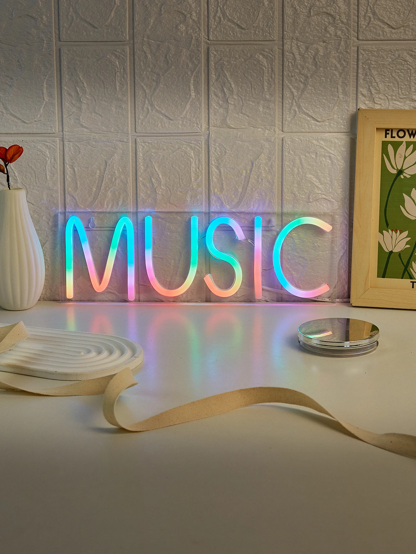 Chi-buy LED Neon Colorful MUSIC USB Powered Neon Signs Night Light 3D Wall Art & Game Room Bedroom Party Decor Lamp Signs