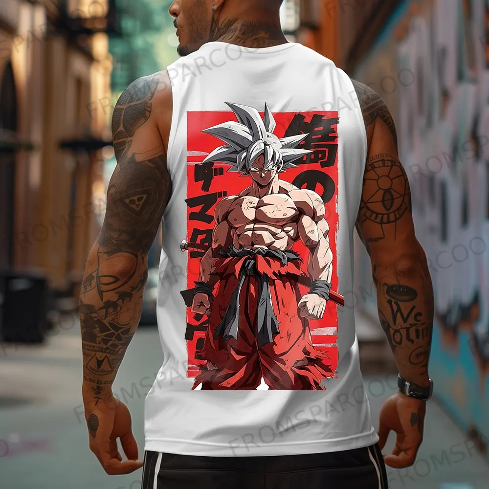 2025 Dragon Ball Anime Goku Periferico Stampato Canotta in puro cotone Palestra da uomo Allentato Casual Sport Estate Moda Top