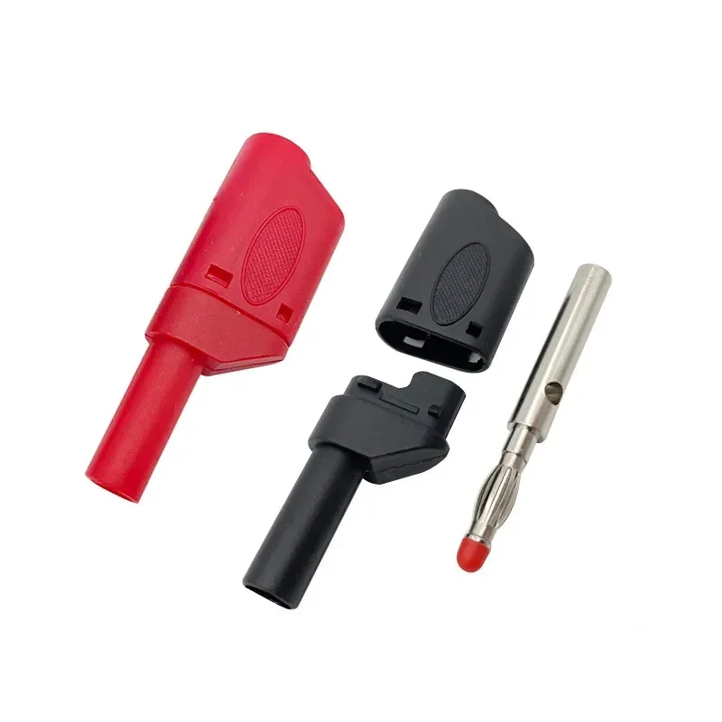 10PCS 4mm Stackable Banana Plug Sheath Retractable Solder Connector Nickel-plated Lantern Plug Red Black