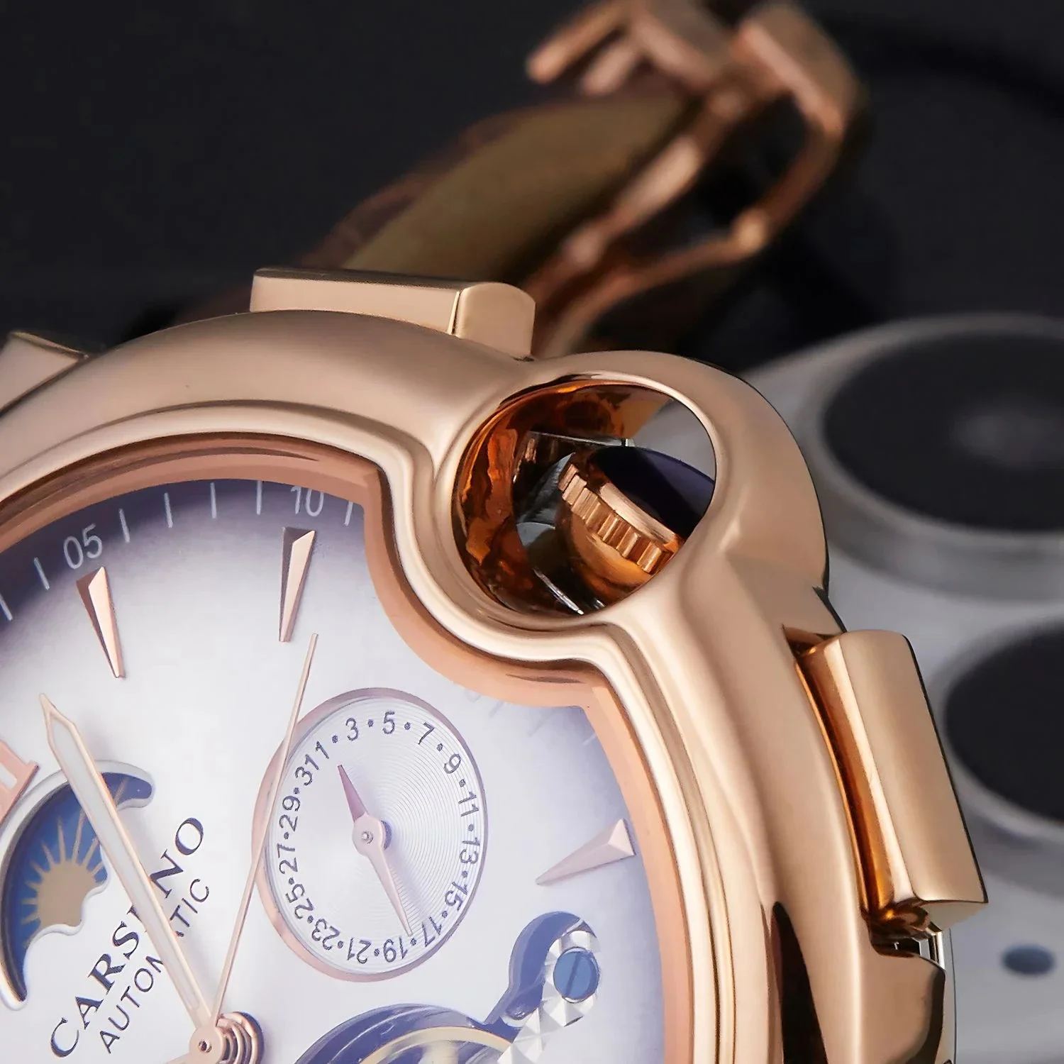 luxury man watch multifunctional moon phase tourbillon mechanical watch for Dropshipping